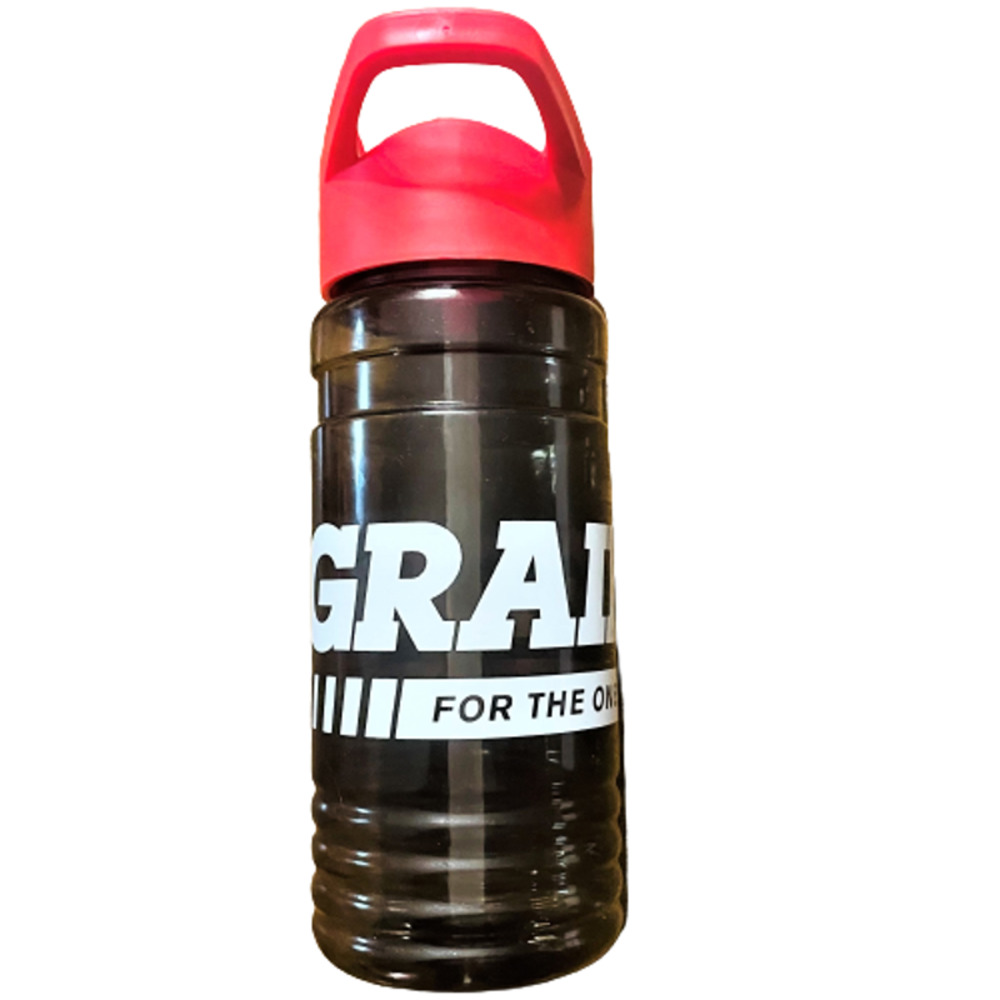 Grainger Industrial Water Bottle Brown Plastic Built in Straw Red Screw on Lid